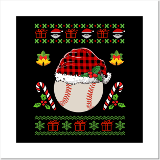 ugly christmas sweater baseball Posters and Art